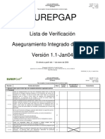 Eurepgap: Lista de Verificación Aseguramiento Integrado de Fincas Versión 1.1-Jan04