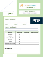 Examen Trimestral Cuarto Grado Bloque II 2018-2019 (1)