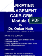 Marketing Management Caiib-Gbm Module D: Dr. Onkar Nath