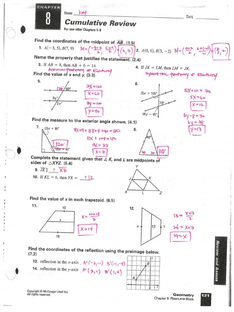 Chapter 8 Cumulative Review Key | PDF