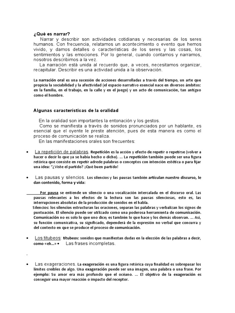 Definición y características de narrar | PDF | Narrativa | Comunicación