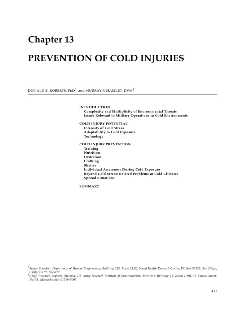 Risks of Cold Injuries in Hypothermia | PDF | Hypothermia ...