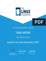 Hassan Alahmed Essentials of Linux System Administration Lfs201 Certificate