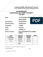 Coursework Language Culture & Society TSL1044: Institut Pendidikan Guru Kampus Pendidikan Islam