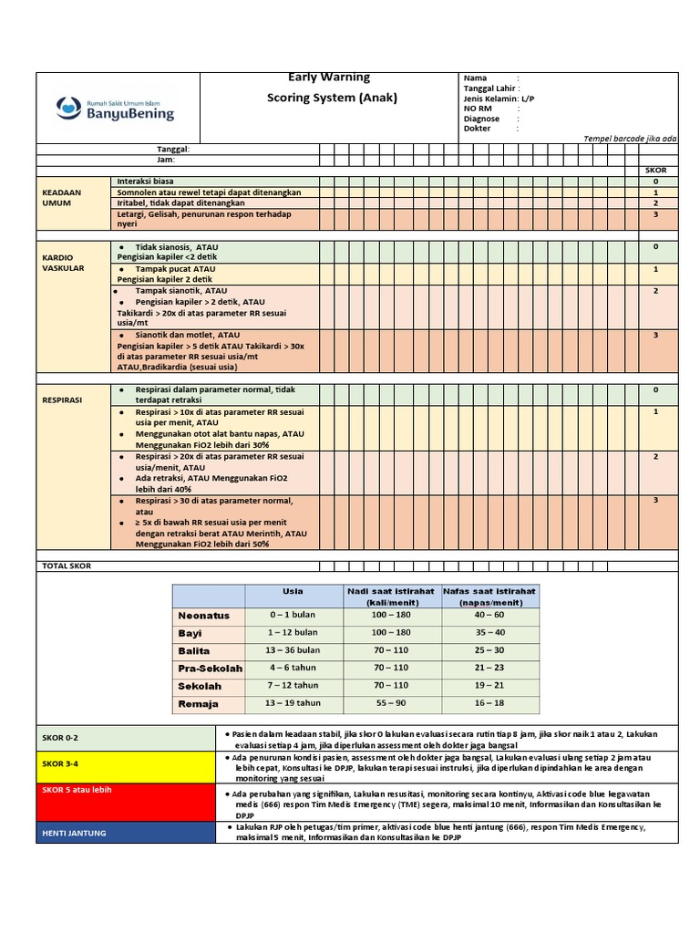 Rekam Medis Ews Anak | PDF
