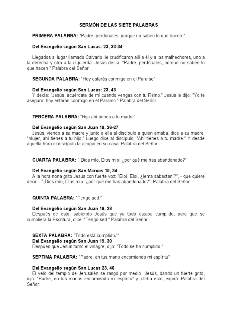 3 Sermón De Las Siete Palabras Textos Biblicos Pdf