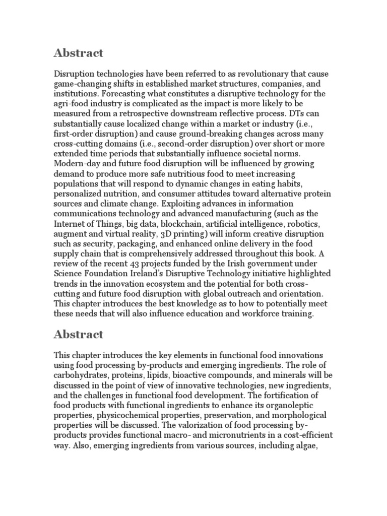 Disruptive Technologies in Food Innovation | PDF | Internet Of Things ...