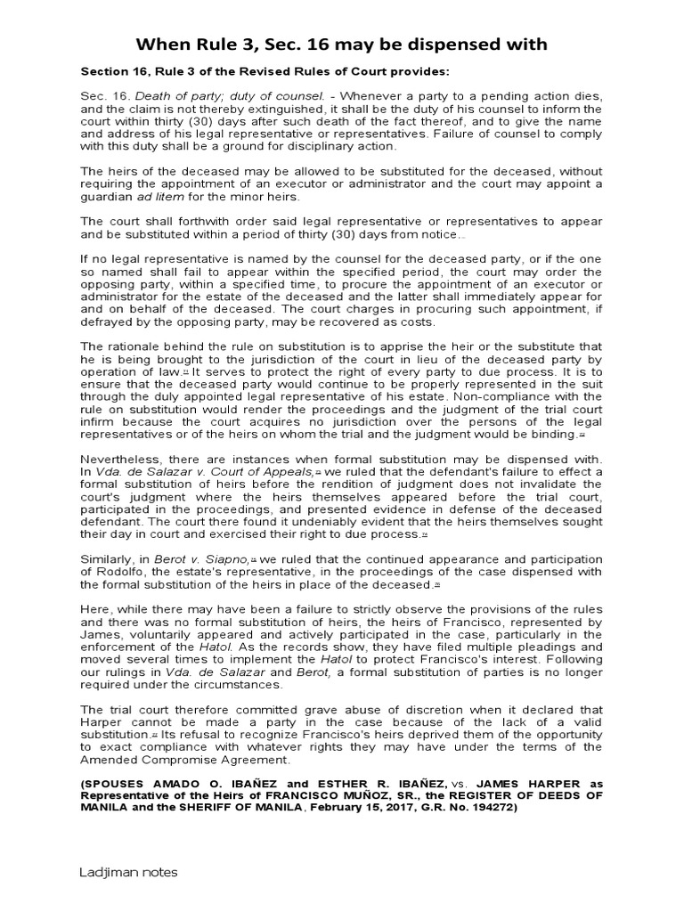 Dispensing Rule 3, Sec. 16 in Court | PDF | Judgment (Law ...
