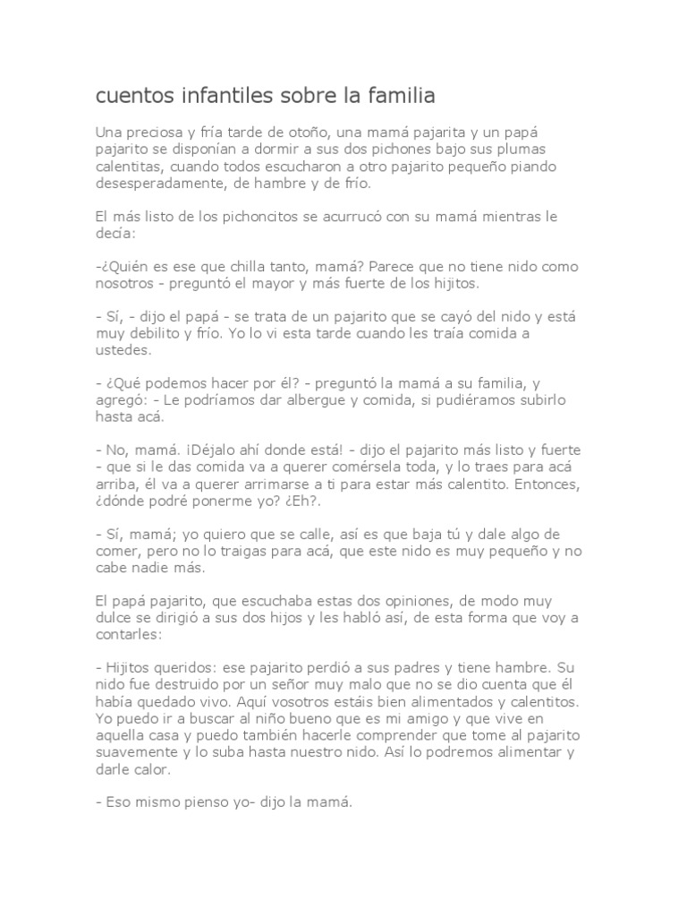 Cuentos Infantiles Sobre La Familia | PDF