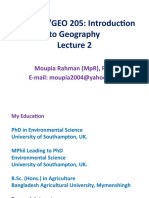 Env 203/geo 205: Introduction To Geography: Moupia Rahman (MPR), PHD