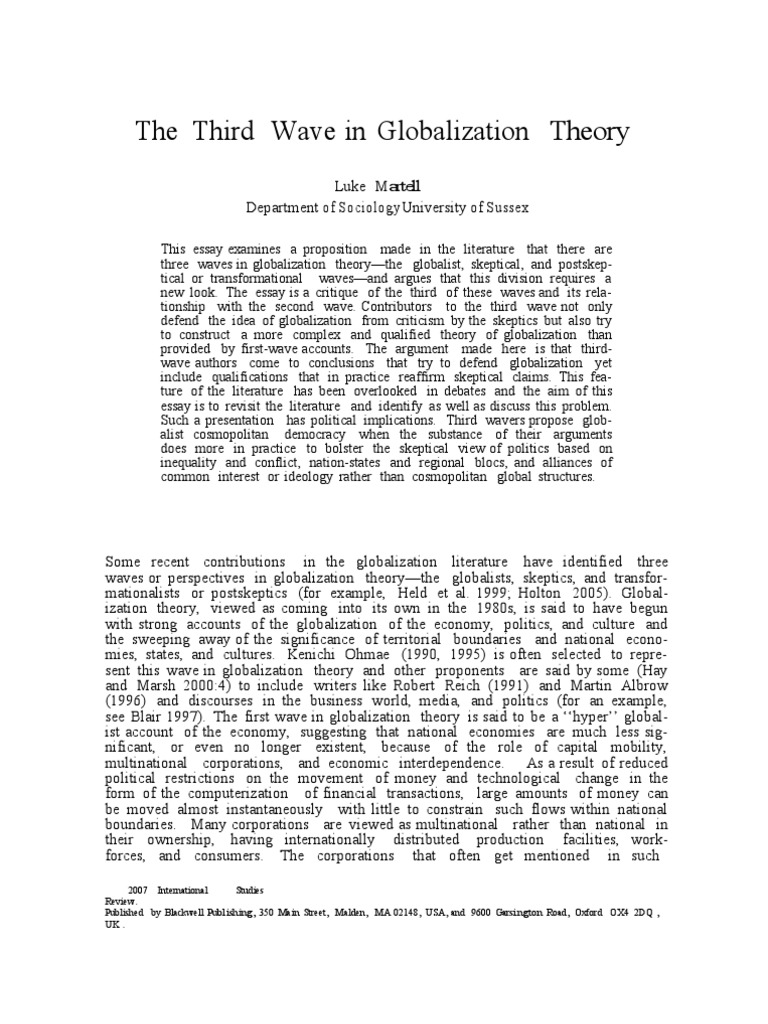 The Third Wave in Globalization Theory | PDF | Globalization ...