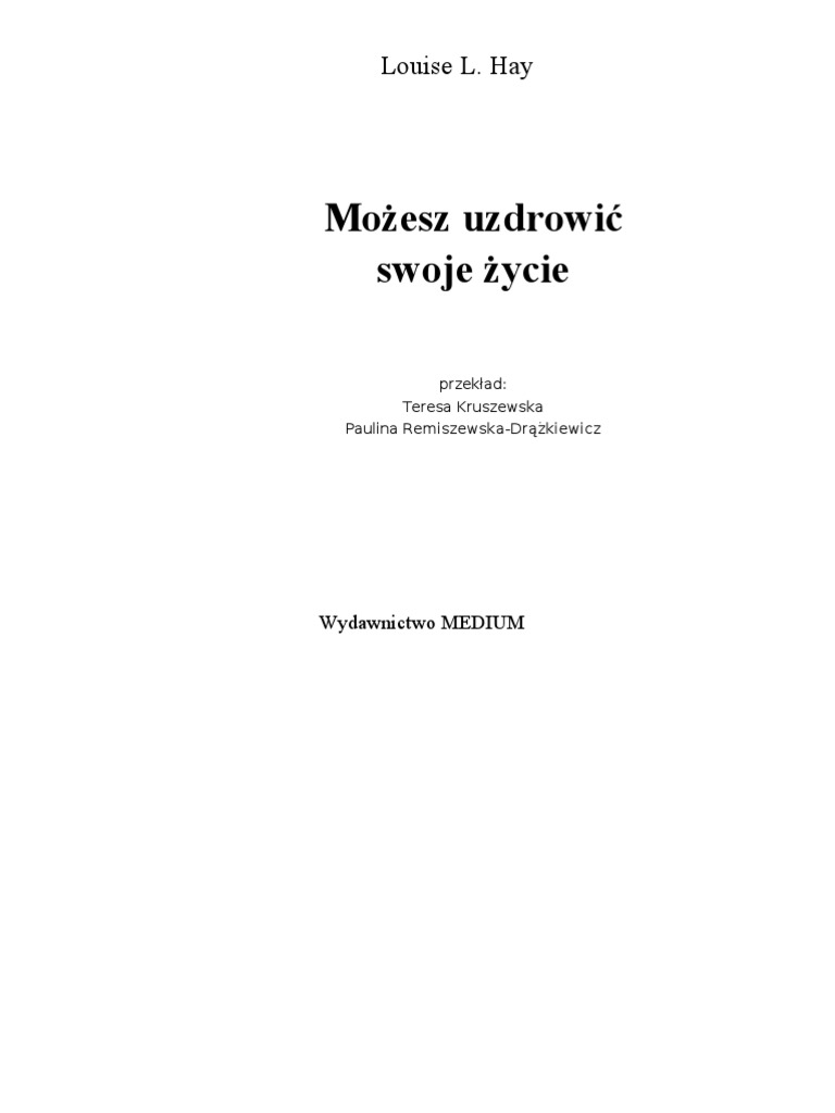 Możesz Uzdrowić Swoje życie Pdf Za Darmo