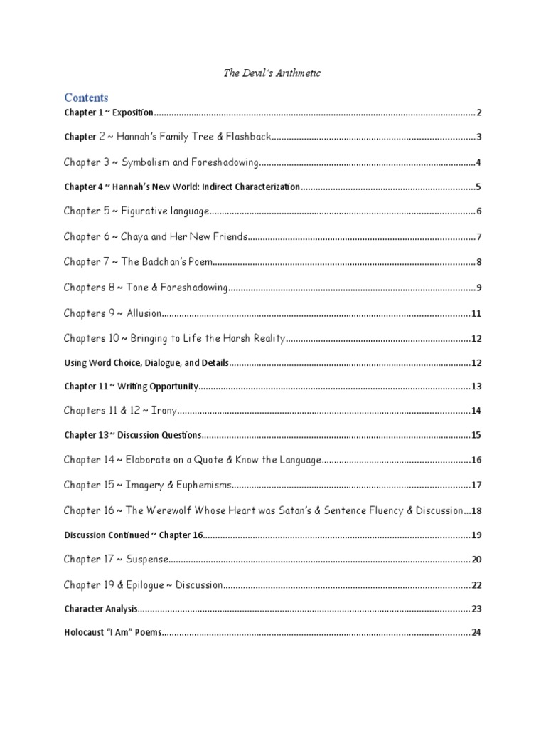 Chapter Summaries of The Devil's Arithmetic | PDF | Irony | Poetry