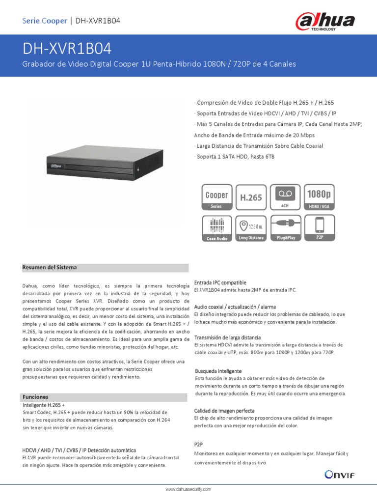 Ficha Tecnica Del DVR en Espanol | PDF | Vídeo | Hdmi