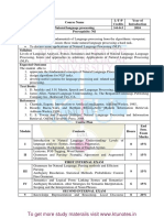 Natural Language Processing Syllabus