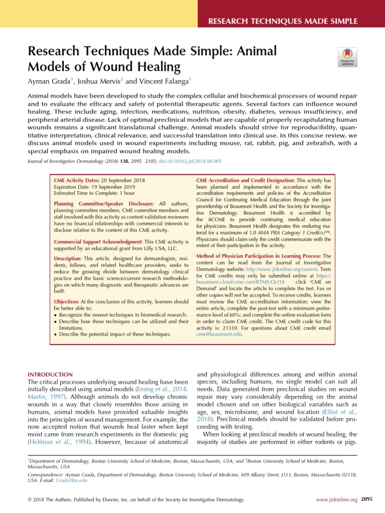 Animal Models in Wound Healing Research | PDF | Skin | Mouse