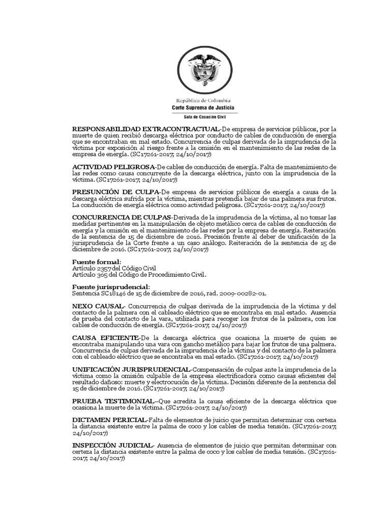 Sentencia Colombiana SC17261-2017 (2008-00030-01) | PDF | Sentencia