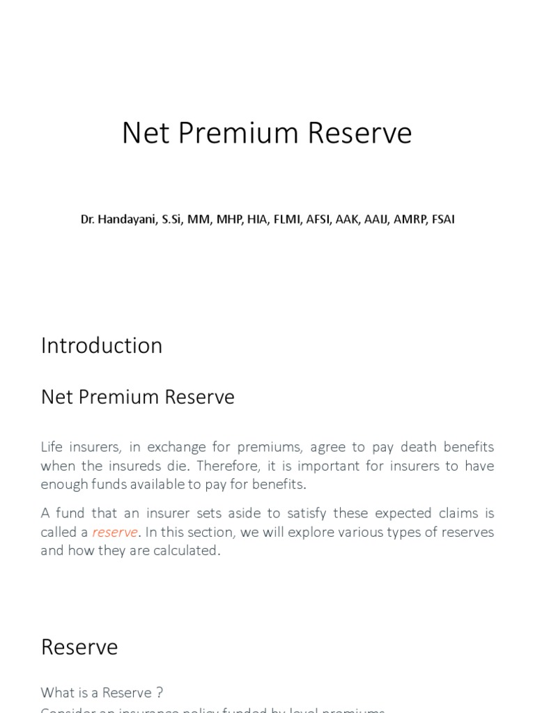 Net Premium Reserve Calculation Methods | PDF | Insurance | Present Value