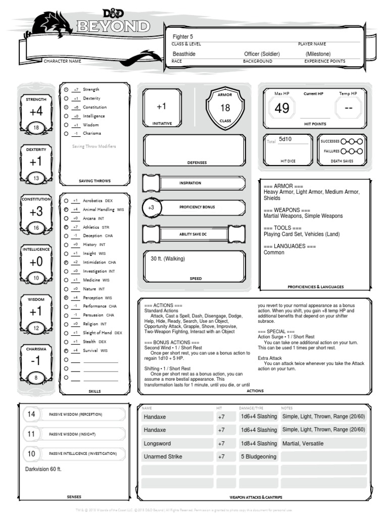 Saving Throw Modifiers Total Strength Current HP Armor PDF Gaming