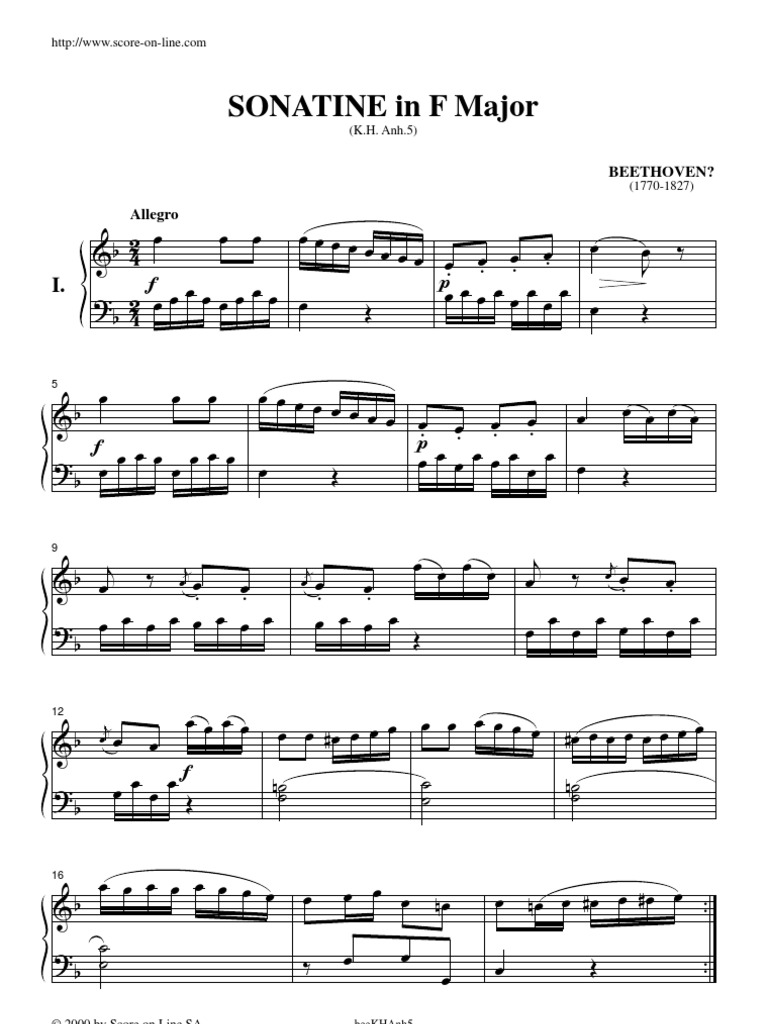 Beethoven Sonatina F major Sonate Compositions musicales