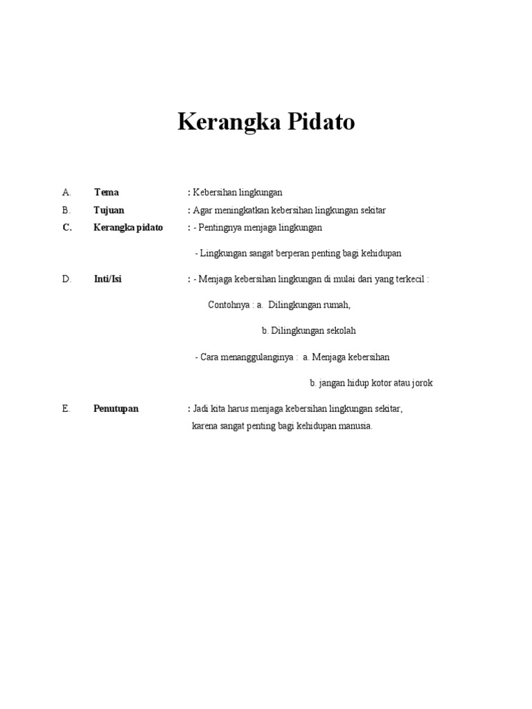 Contoh Pidato Singkat Tentang Kebersihan Lingkungan Rumah Blog Pendidikan