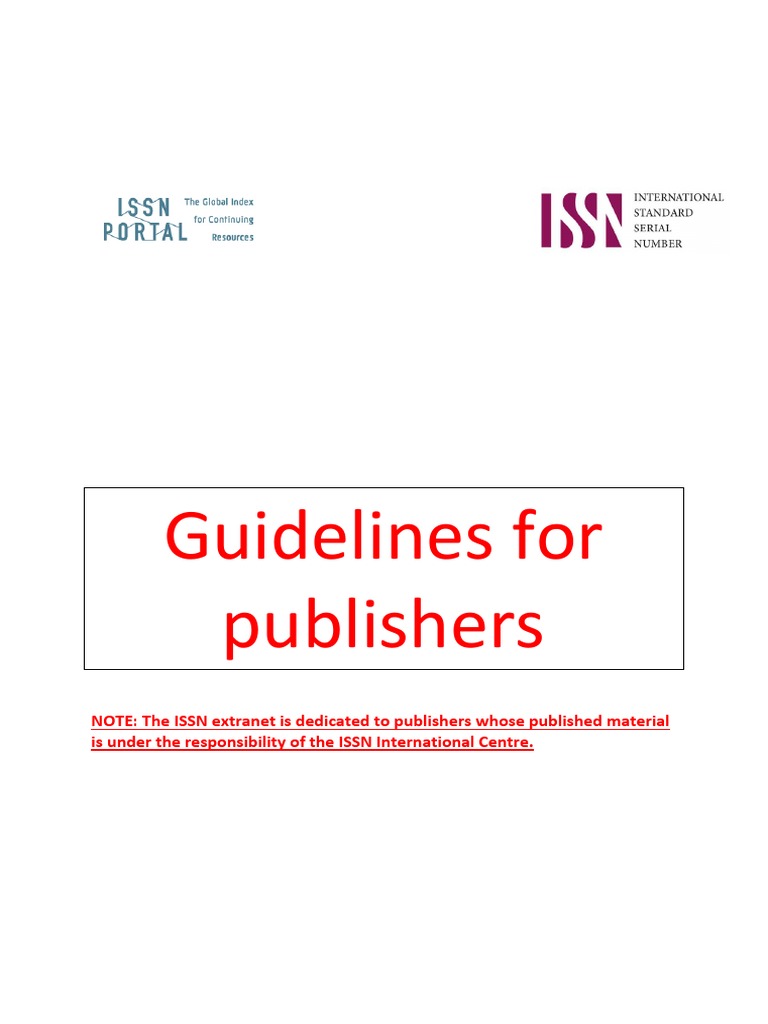 ISSN Registration Guidelines for Publishers | PDF | International ...