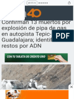 Confirman 13 Muertos Por Explosión de Pipa de Gas en Autopista Tepic-Guadalajara Identificarán Restos Por ADN