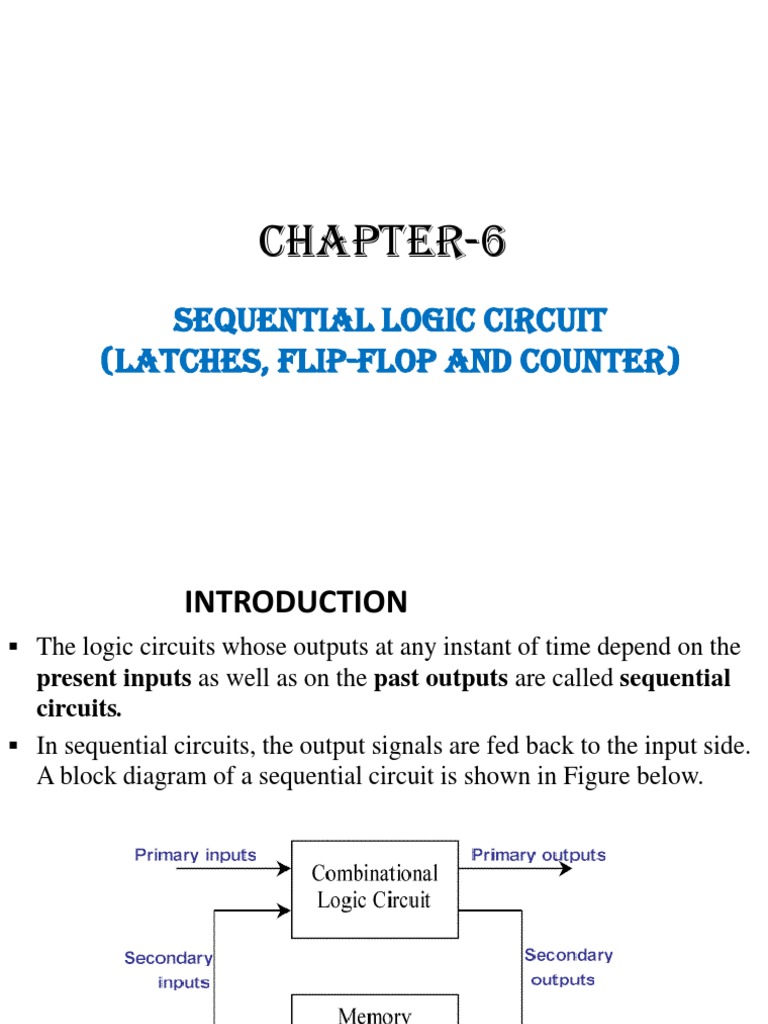 Chapter6 Sequential Logic Circuit (Latches, FlipFlop and Counter) PDF Digital Electronics