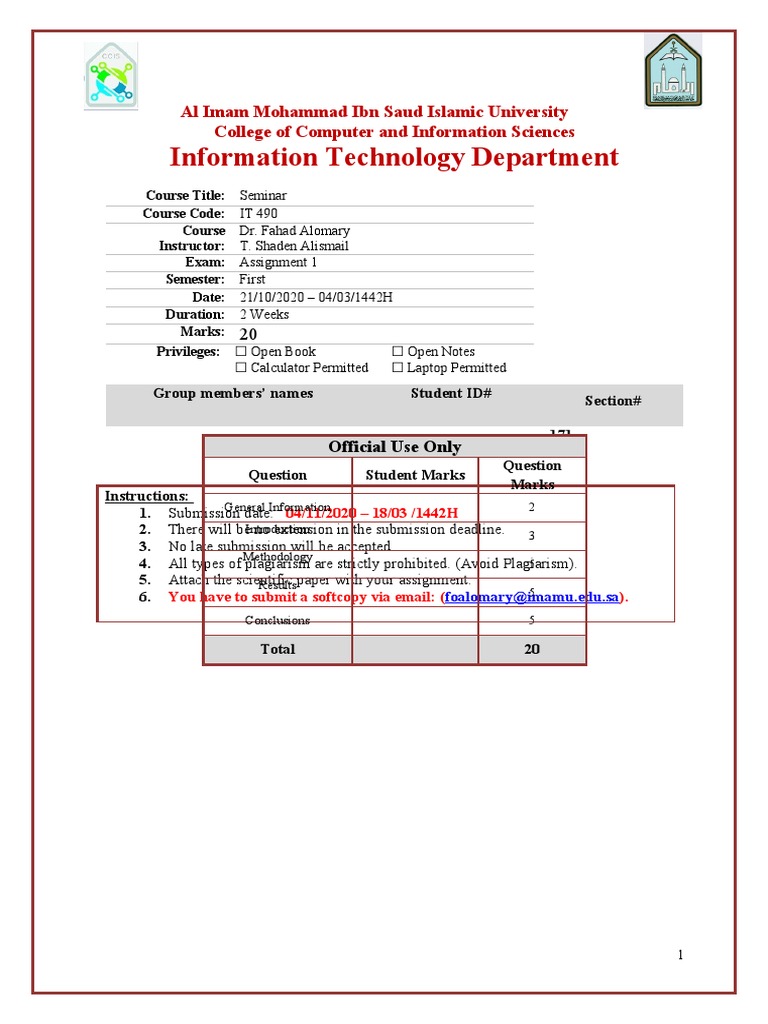 IT Seminar Assignment Guide | PDF | Statistical Classification | Deep ...