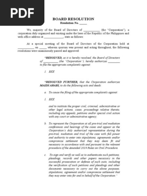 BOARD RESOLUTION 