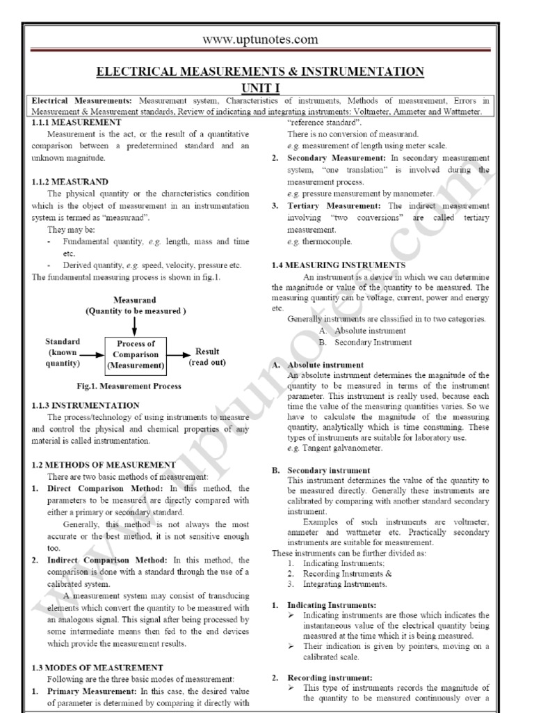 AKTU Notes Electrical Measurement & Instrumentation (KEE302) Notes