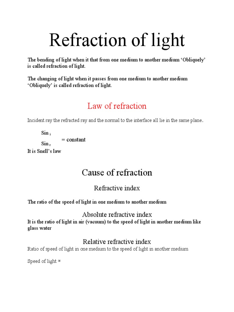 Understanding Light Refraction Basics | PDF