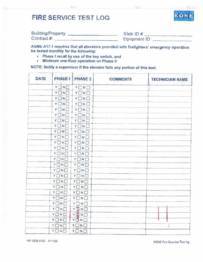 Fire Service Test Log PDF