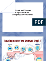 Pediatric and Neonatal Respiratory Care Embryologic Development