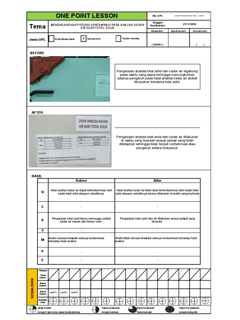 One Point Lesson Tema: Jenis OPL V | PDF
