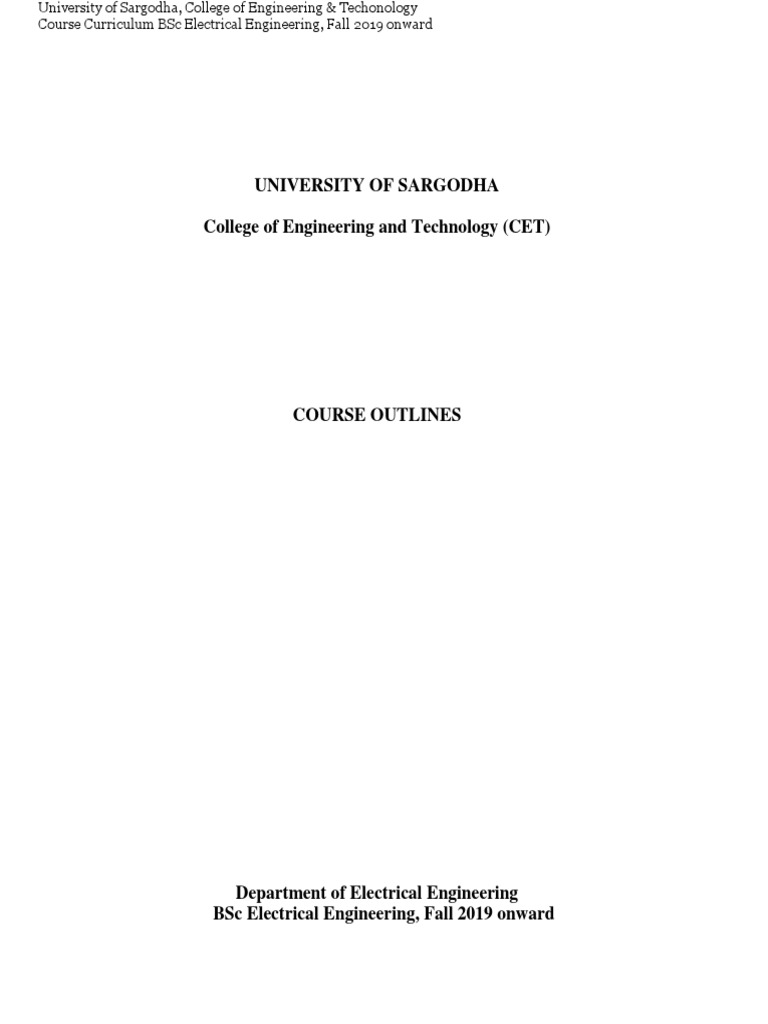 BSc Electrical Engineering Curriculum 2019 | PDF | Integral | Engineering