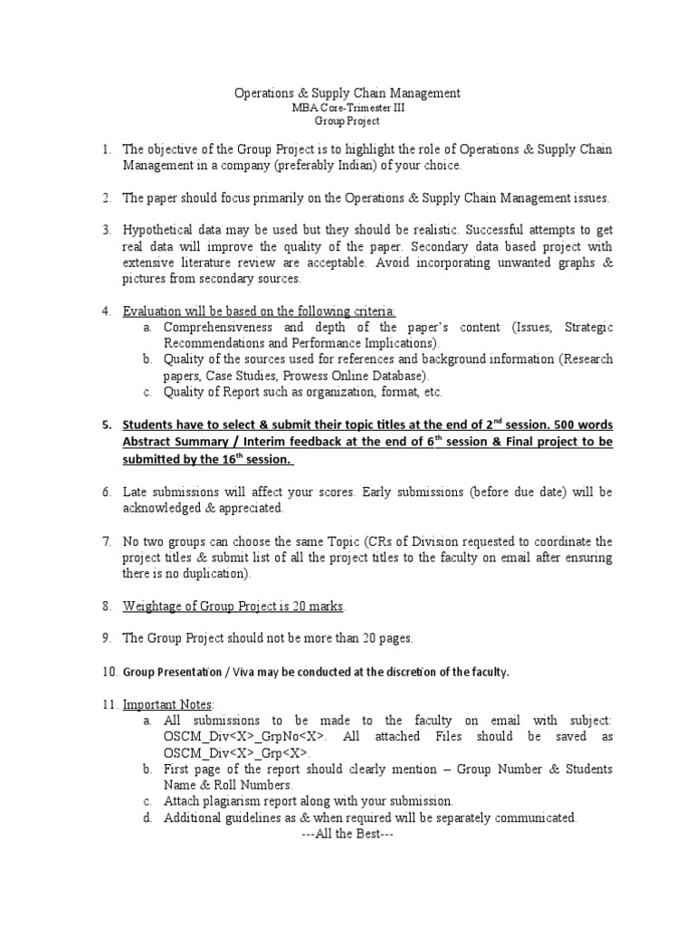 Group Project Student Guidelines | PDF