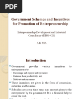 Government Schemes and Incentives For Promotion of Entrepreneurship