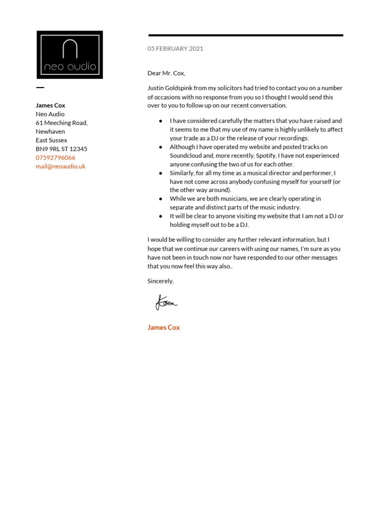 LETTER Template RE NAME USAGE | PDF