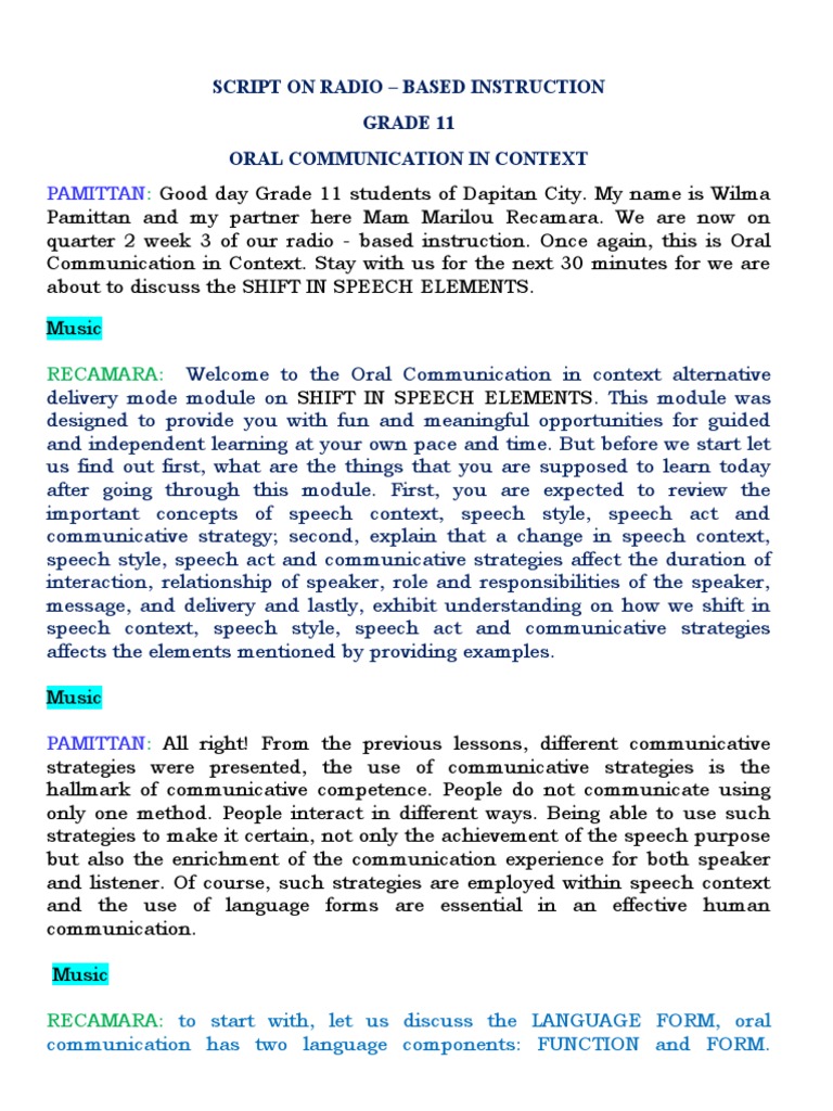 Grade 11 Oral Communication Script | PDF | Career & Growth