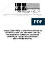 Ordenanza Sobre Tasas Por Servicios Gas y de Aseo Urbano