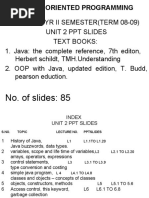 Object Oriented Programming: No. of Slides: 85