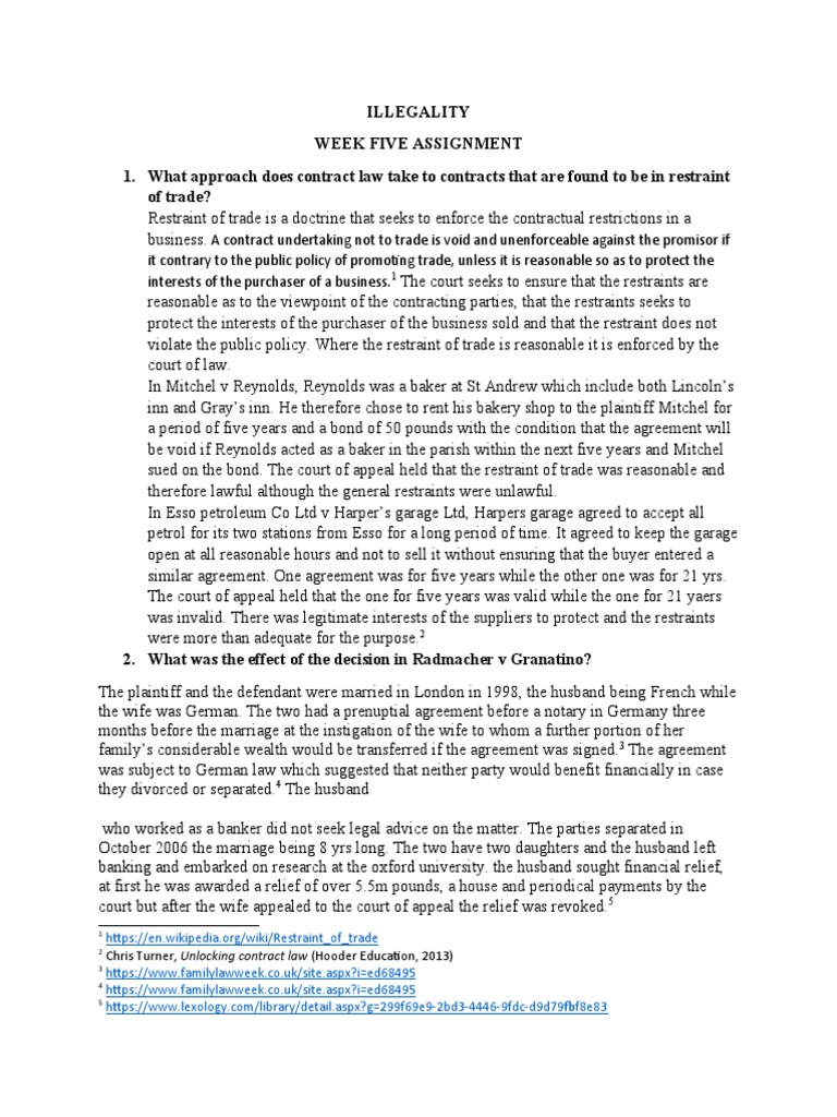 Contract Law: Illegality Insights | PDF | Restraint Of Trade | Common Law