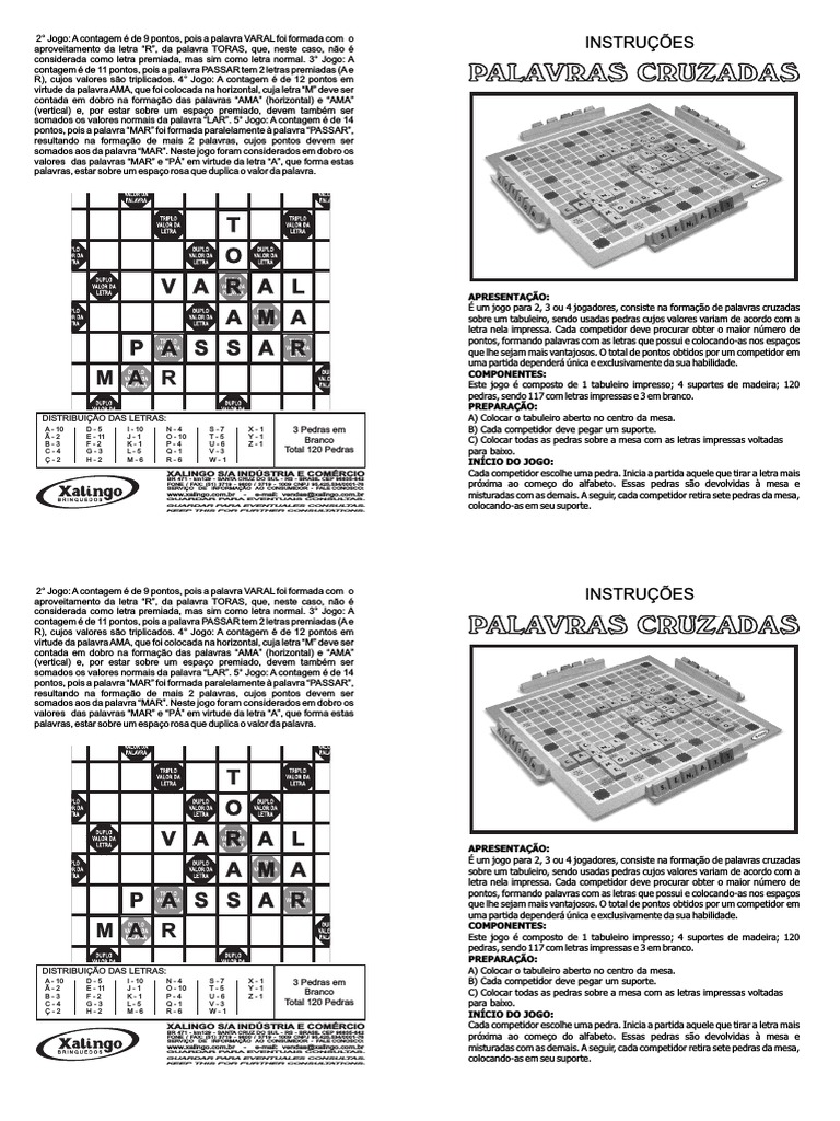 Palavras Cruzadas - Clássico jogo de Tabuleiro @Xalingo 