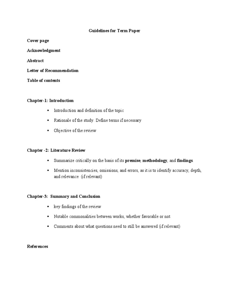 Term Paper Guidelines and Structure | PDF