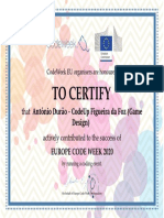 To Certify: That Ant Onio Dur Ao - Codeup Figueira Da Foz (Game Actively Contributed To The Success of