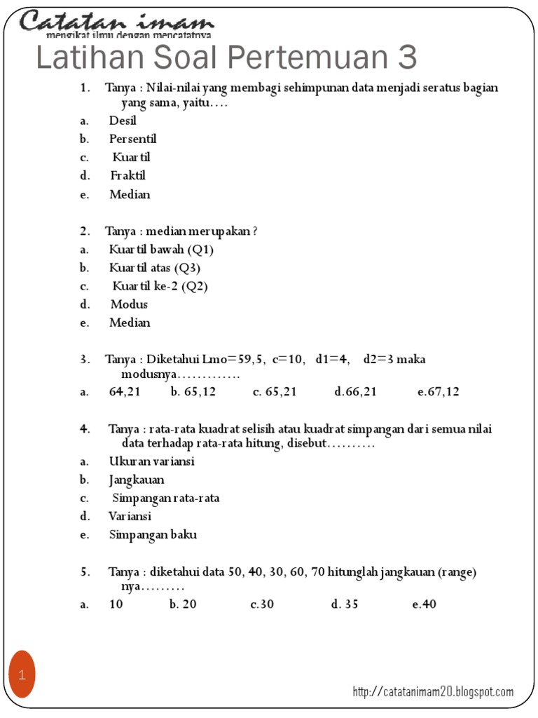 Contoh Soal Statistika Bsi