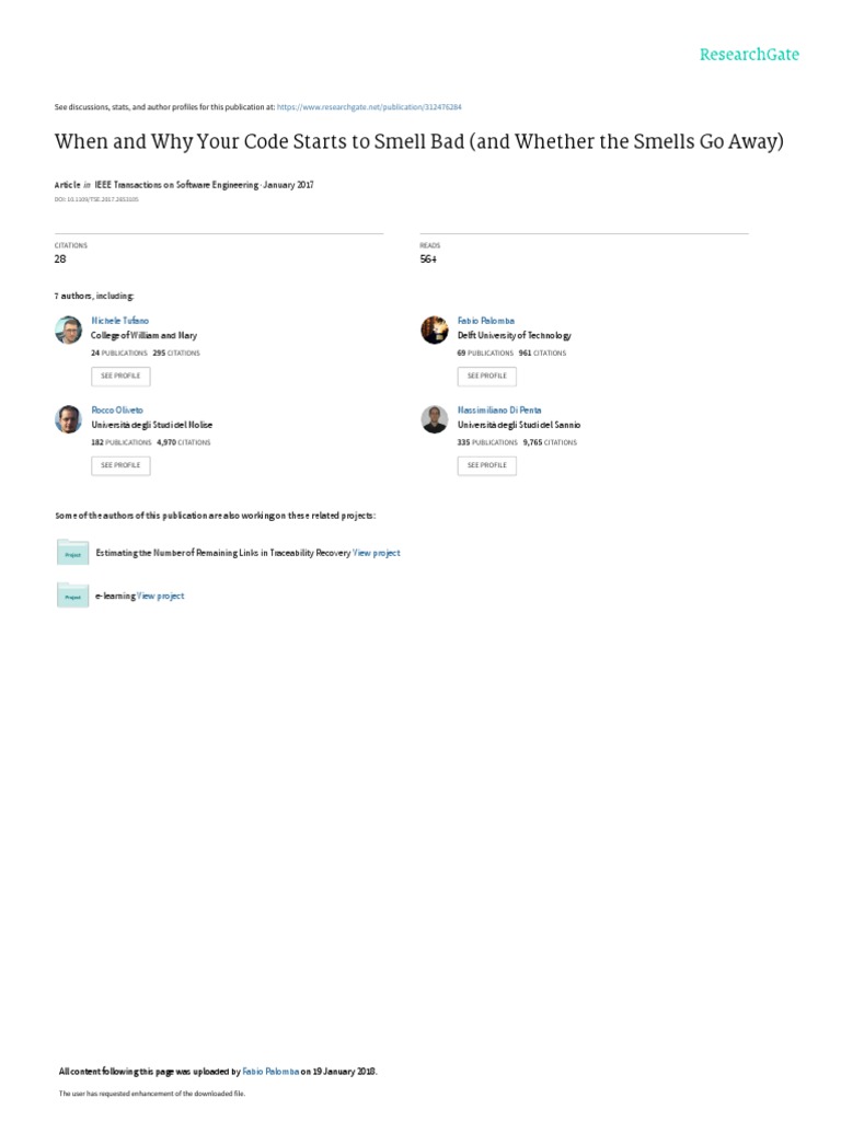 When and Why Your Code Starts To Smell Bad (And Whether The Smells Go