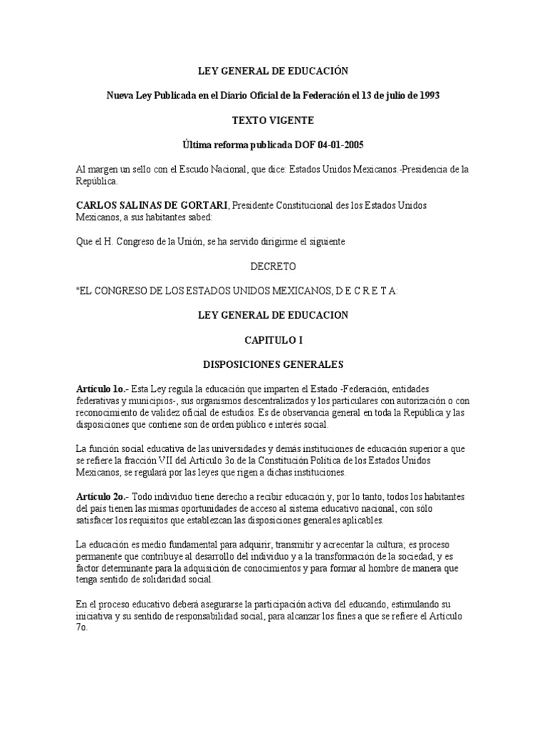 Ley General de Educación | PDF | Educación de la primera infancia ...