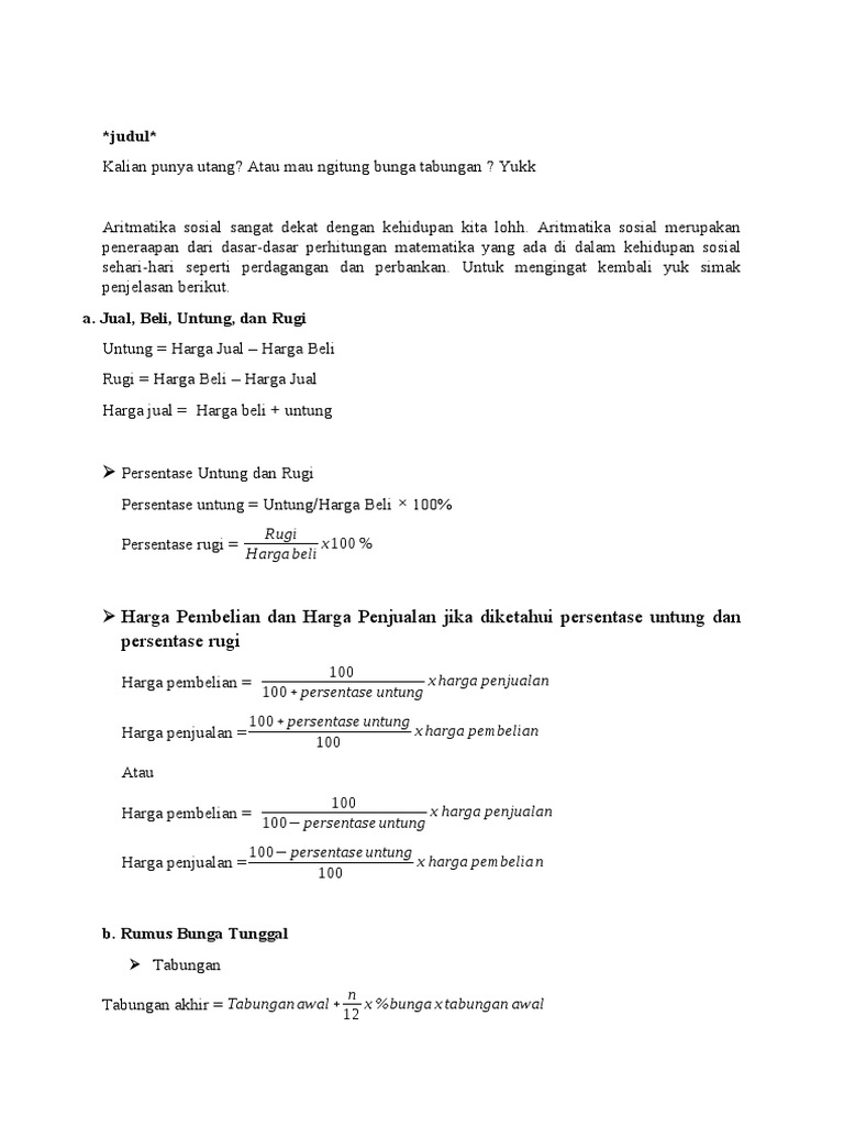Rumus Aritmatika Sosial PDF